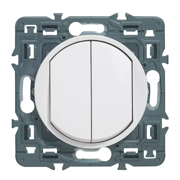 legrand-double interrupteur ou va-et-vient c�liane soft 10a - blanc avec support (099721)