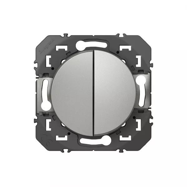 legrand-double interrupteur ou va-et-vient dooxie 10ax 250v~ finition alu - sachet (095231)