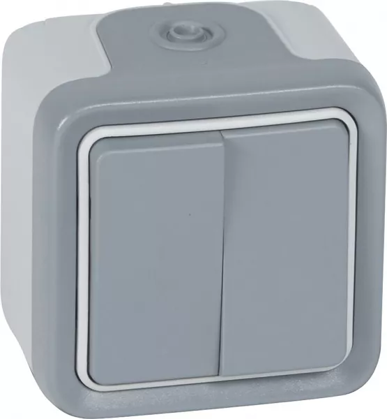 legrand-double interrupteur ou va-et-vient �tanche plexo complet ip55 saillie - gris (069715)
