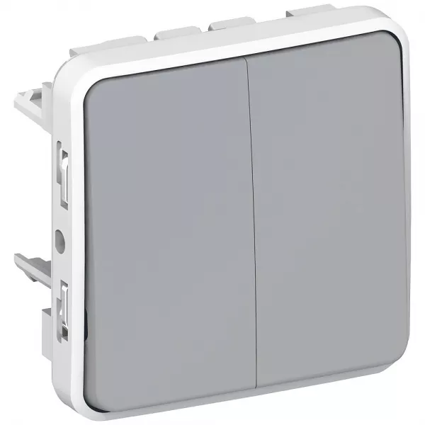 legrand-double interrupteur ou va-et-vient �tanche plexo composable ip55 10ax 250v gris (069525)