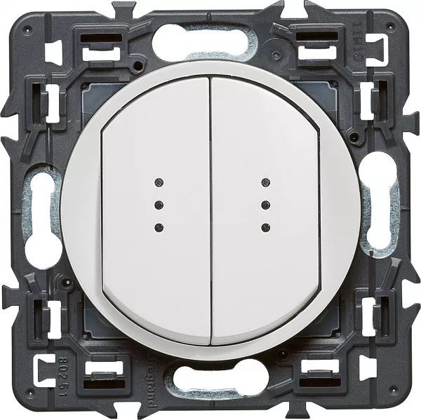 legrand-double interrupteur ou va-et-vient lumineux (voyant fourni) c�liane soft - blanc (099504)