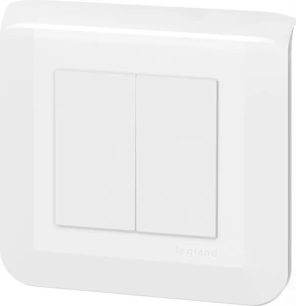 legrand-double interrupteur ou va-et-vient mosaic 10a � griffes blanc avec plaque (099211)