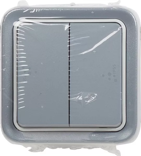 legrand-double interrupteur ou va-et-vient plexo saillie - gris (069905)