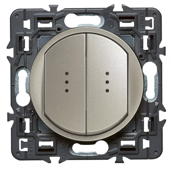 legrand-double interrupteur t�moin (voyant fourni) c�liane soft - 10a - titane (099515)