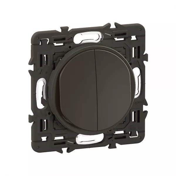 legrand-double poussoir inverseur c�liane 6a enjoliveur noir et support (cz2031)