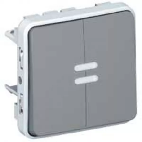 legrand-double poussoir inverseur �tanche no+nf lumineux plexo composable ip55 10a gris (069546)