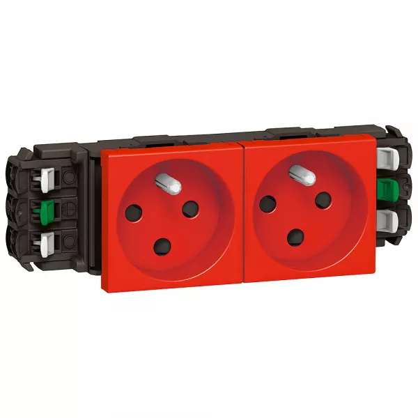 legrand-double prise 2p+t � d�trompage mosaic 4 modules pour goulottes monobloc - rouge (077322)