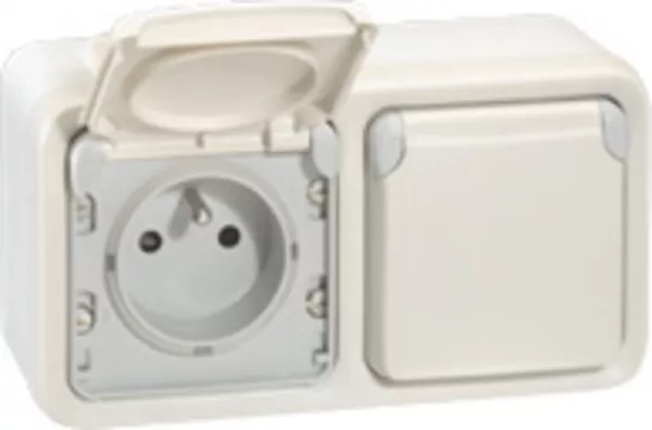 legrand-double prise 2p+t pr�c�bl�es horizontale plexo composable ip55 16a 250v - blanc (069642)