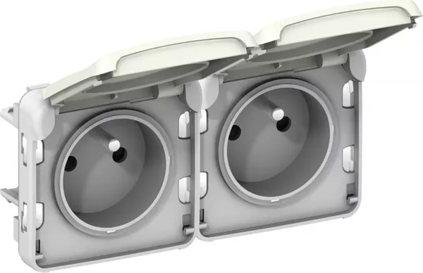 legrand-double prise 2p+t pr�c�bl�es verticale plexo composable ip55 16a 250v -blanc (069643)