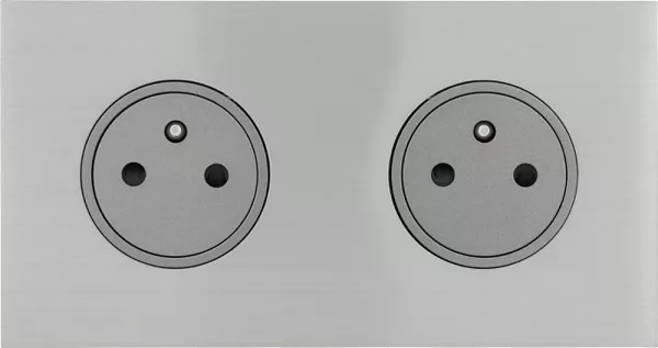 legrand-double prise de courant 2p+t 16a 250v - epure acier bross� art d\'arnould (67432)