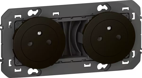 legrand-double prise de courant 2p+t surface dooxie 16a pr�c�bl�es noir - sachet (095278)