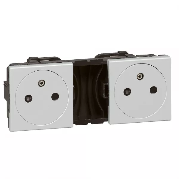 legrand-double prise de courant 2p+t surface pr�c�bl�es mosaic 2x2 modules - alu (079344)