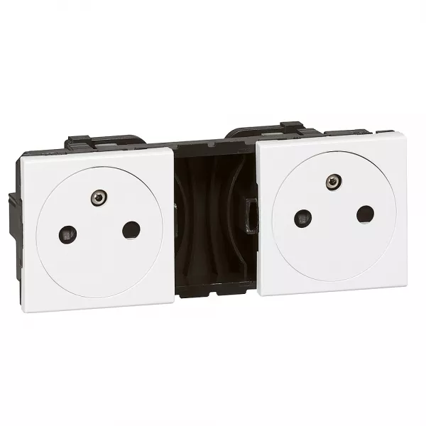legrand-double prise de courant 2p+t surface pr�c�bl�es mosaic 2x2 modules - blanc (077134)