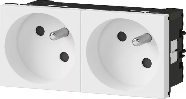 legrand-double prise de courant � puits inclin�s 45� mosaic link 4 modules - blanc (077107l)