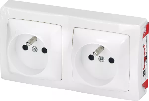 legrand-double prise de courant avec terre pr�c�bl�e appareillage saillie - blanc (097629)