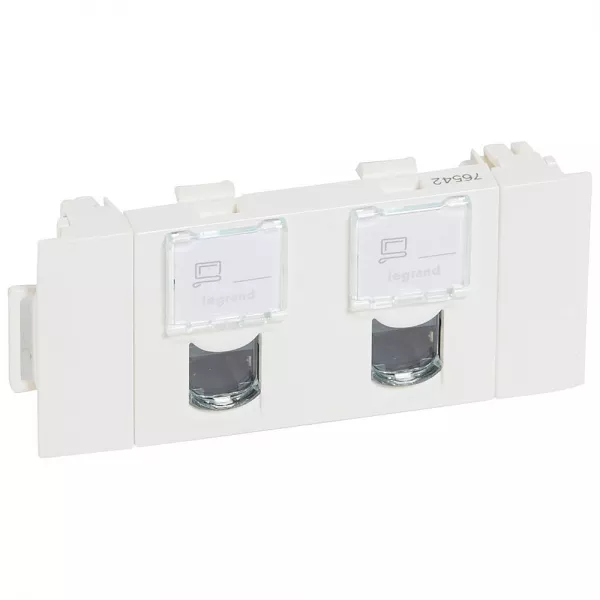 legrand-double prise rj45 cat5e ftp pour goulotte clippage direct mosaic 3 mod - blanc (076542)