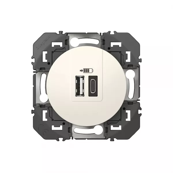 legrand-double prise usb 1 type-a + 1 type-c dooxie 3a finition blanc (600349)