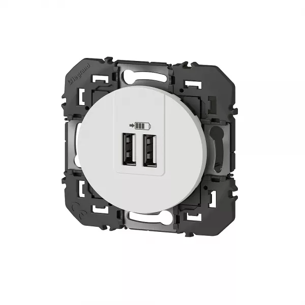 legrand-double prise usb type-a dooxie 3a 15w finition blanc (600343)