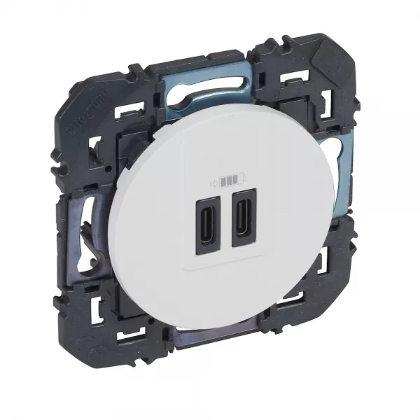 legrand-double prise usb type-c dooxie 3a 15w finition blanc (600345)