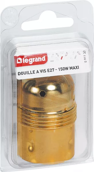 legrand-douille culot e27 � chemise lisse m�tallique et borne de terre 4a 150w (091130)