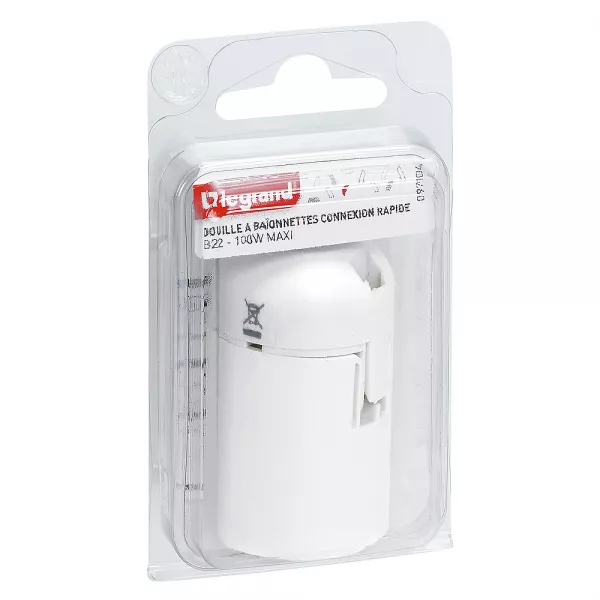 legrand-douille pour ampoule b22 - connexion rapide - isolant blanc (097104)