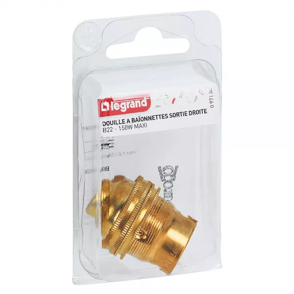 legrand-douille pour ampoule b22 avec bague - sortie de c�ble droite - laiton (097100)
