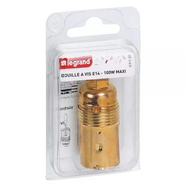 legrand-douille pour ampoule e14 - acier laitonn� (091120)