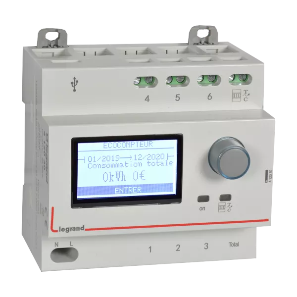 legrand-ecocompteur module pour mesure consommation sur 5 postes 230v~ - 5 modules (412030)