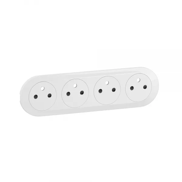 legrand-enjoliveur prise pr�c�bl�e 4x2p+t compacte surface c�liane - blanc (cb0114)