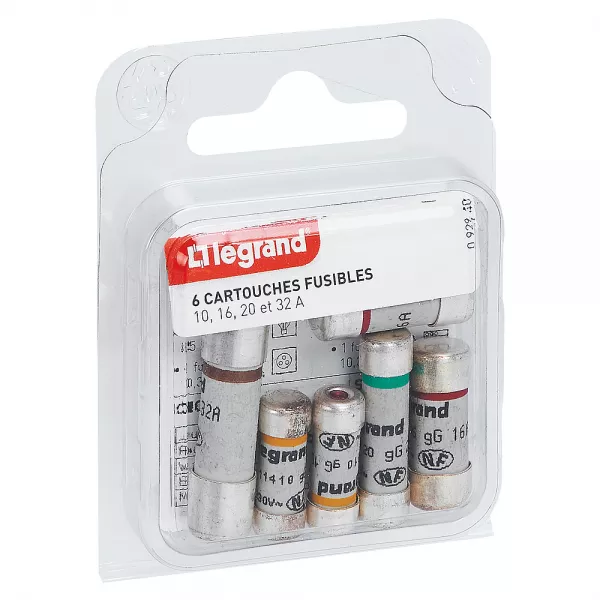legrand-ensemble 6 cartouches cylindrique domestique avec voyant pour tableau d\'abonn� (092940)