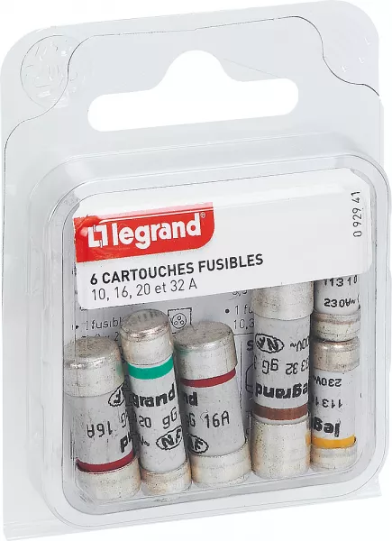 legrand-ensemble 6 cartouches cylindrique domestique sans voyant pour tableau d\'abonn� (092941)