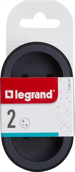 legrand-fiche 2x2p+t frontales 16a 230v 3680w - noir/gris fonc� (049432)