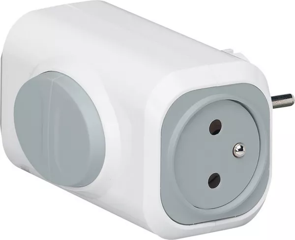 legrand-fiche 2x2p+t lat�rales avec bouton d\'extraction 16a 230v - blanc/gris (050637)