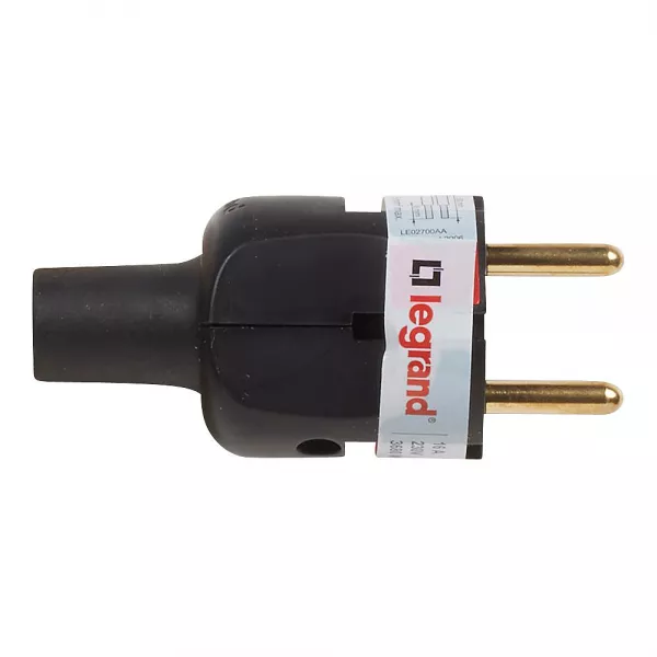 legrand-fiche caoutchouc 2p 16a avec �tiquette avec gencod - noir (050181)