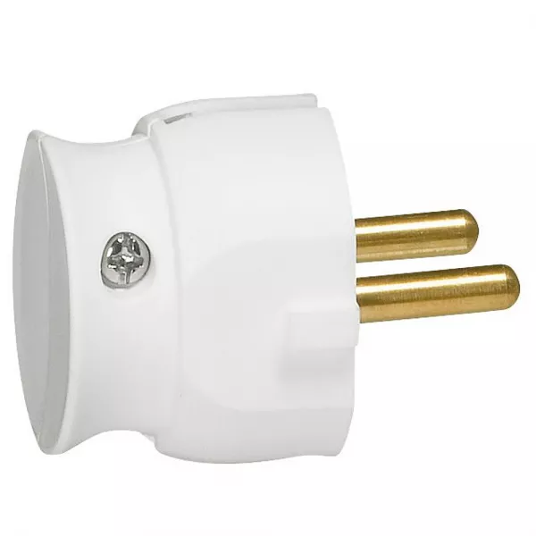 legrand-fiche extra-plate m�le sans terre - 16a - sortie lat�rale - blister - blanc (093983)