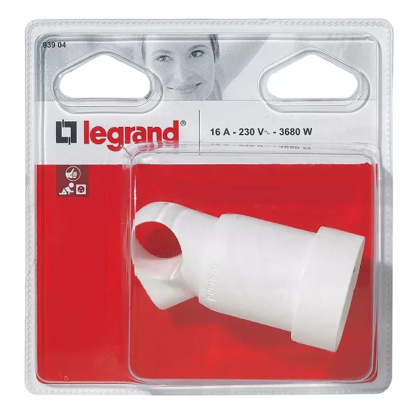 legrand-fiche femelle avec terre plastique annela 16a avec anneau - blister - blanc (093904)