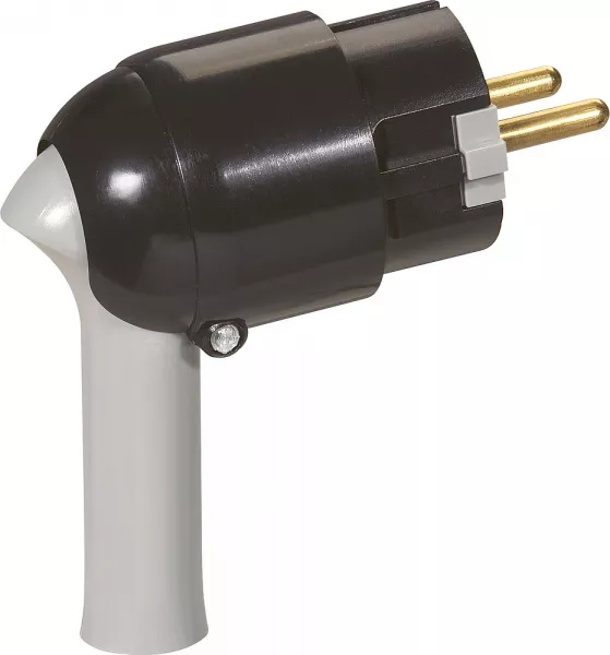 legrand-fiche m�le avec terre plastique - extraction facilit�e - blister - noir (093976)