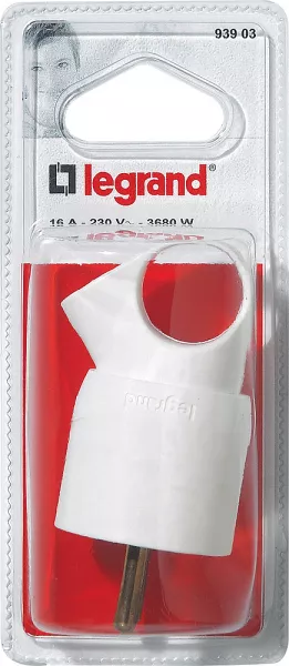 legrand-fiche m�le avec terre plastique annela avec anneau - blister - blanc (093903)