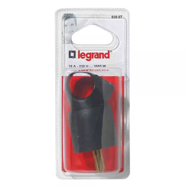 legrand-fiche m�le avec terre plastique annela avec anneau - blister - noir (093907)