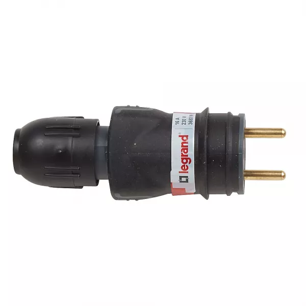 legrand-fiche m�le caoutchouc 2p+t 16a ik08 connexion auto ip44 avec �tiquette gencod (050110)