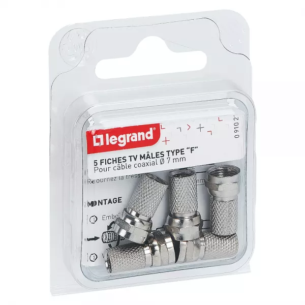 legrand-fiche m�le t�l�vision coaxiale x5 - type \ f\  (091021)
