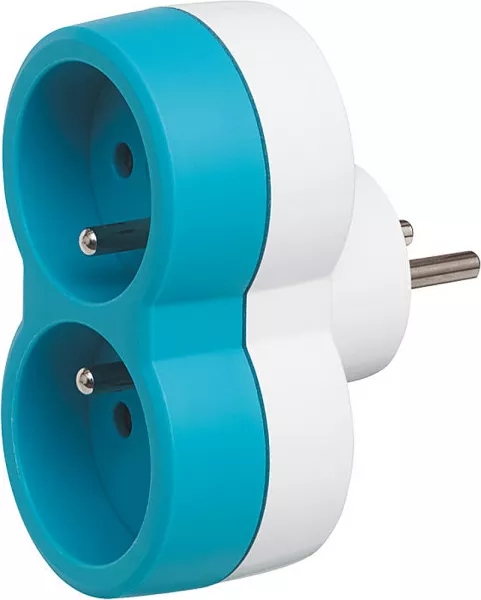 legrand-fiche multiprise 2 prises de courant 2p+t 16a 230v avec sorties frontales - bleu (050502)