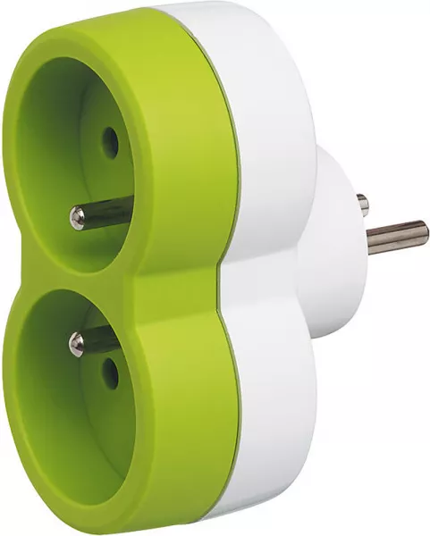 legrand-fiche multiprise 2 prises de courant 2p+t 16a 230v avec sorties frontales - vert (050501)