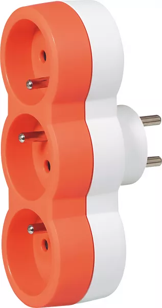 legrand-fiche multiprise 3 prises 2p+t 16a 230v avec sorties frontales - orange (050507)