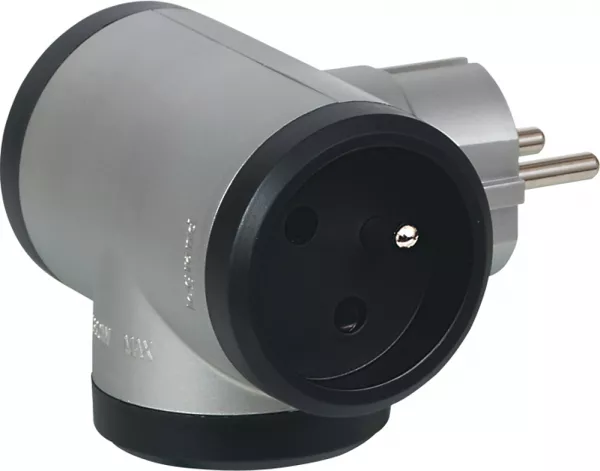 legrand-fiche multiprise 3 prises 2p+t 16a 230v avec sorties lat�rales - alu et noir (050509)