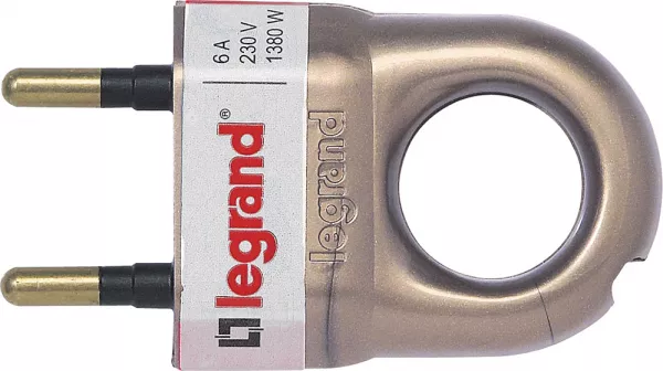 legrand-fiche plastique 2p 6a avec anneau d\'extraction finition bronze (050164)