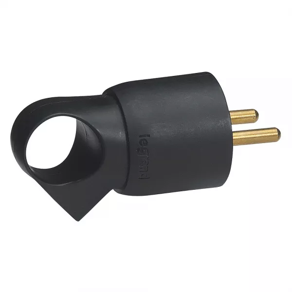 legrand-fiche plastique 2p+t 16a � anneau avec �tiquette avec gencod - noir (050107)