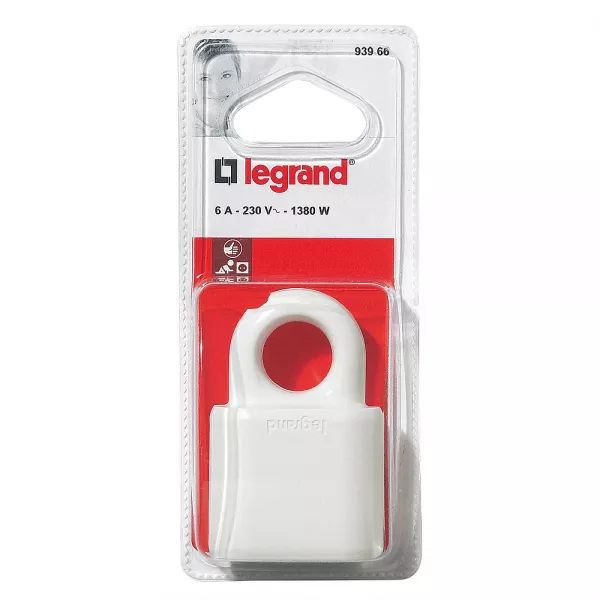 legrand-fiche plate femelle sans terre plastique -avec anneau extraction -blister -blanc (093966)
