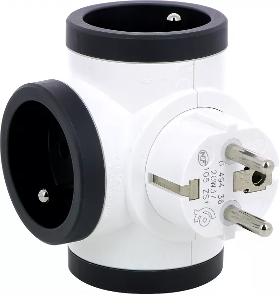legrand-fiche rotative 3x2p+t lat�rales 16a 230v 3680w - blanc/gris fonc� (049436)