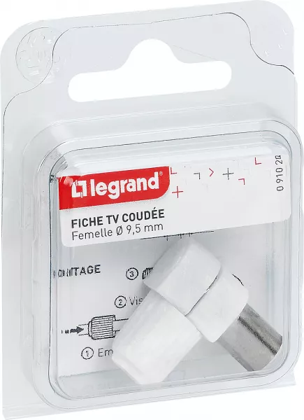 legrand-fiche t�l�vision coaxiale normalis�e femelle sortie lat�rale �9,52mm (091020)